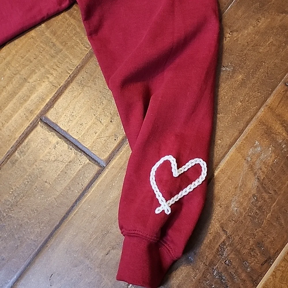 Rooted Rags White Hand Embroidered Red Longsleeve Sweatshirt Womens - Picture 5 of 8